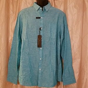 Marc Anthony aqua colored button down shirt